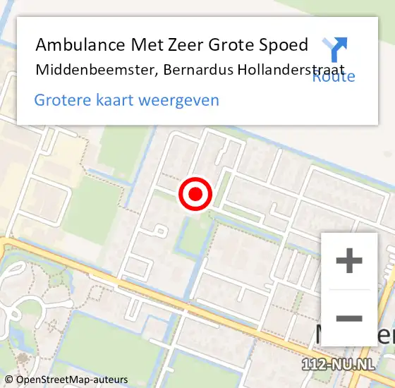 Locatie op kaart van de 112 melding: Ambulance Met Zeer Grote Spoed Naar Middenbeemster, Bernardus Hollanderstraat op 7 januari 2025 09:56