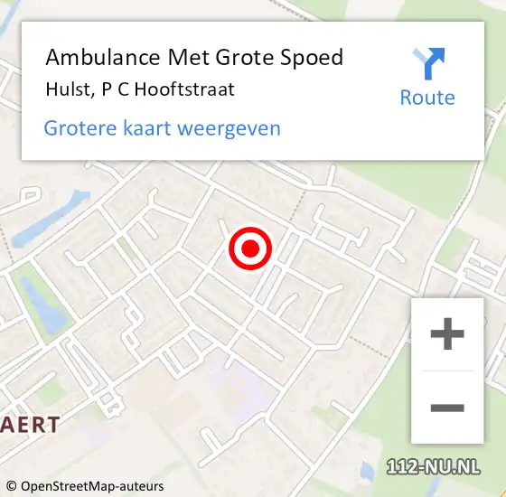 Locatie op kaart van de 112 melding: Ambulance Met Grote Spoed Naar Hulst, P C Hooftstraat op 2 november 2014 04:56