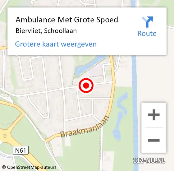 Locatie op kaart van de 112 melding: Ambulance Met Grote Spoed Naar Biervliet, Schoollaan op 2 november 2014 04:58