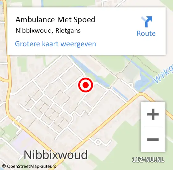 Locatie op kaart van de 112 melding: Ambulance Met Spoed Naar Nibbixwoud, Rietgans op 7 januari 2025 11:38