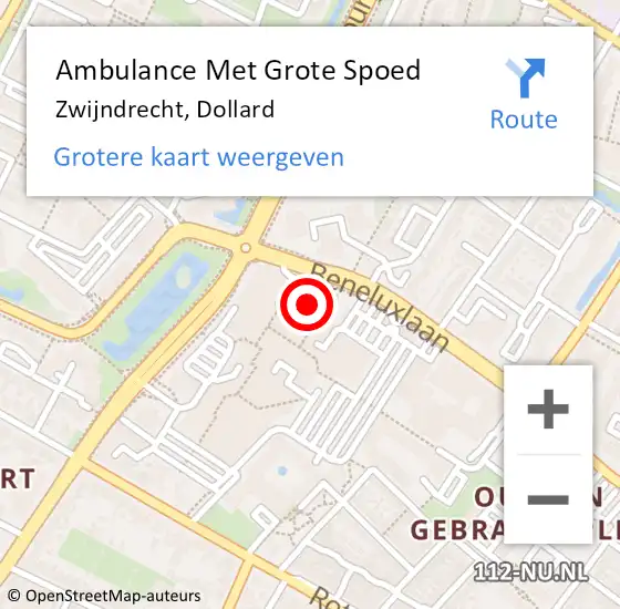 Locatie op kaart van de 112 melding: Ambulance Met Grote Spoed Naar Zwijndrecht, Dollard op 7 januari 2025 12:25