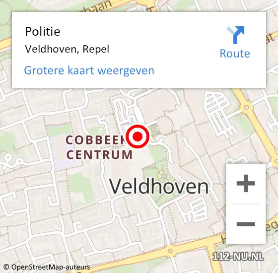 Locatie op kaart van de 112 melding: Politie Veldhoven, Repel op 7 januari 2025 13:26