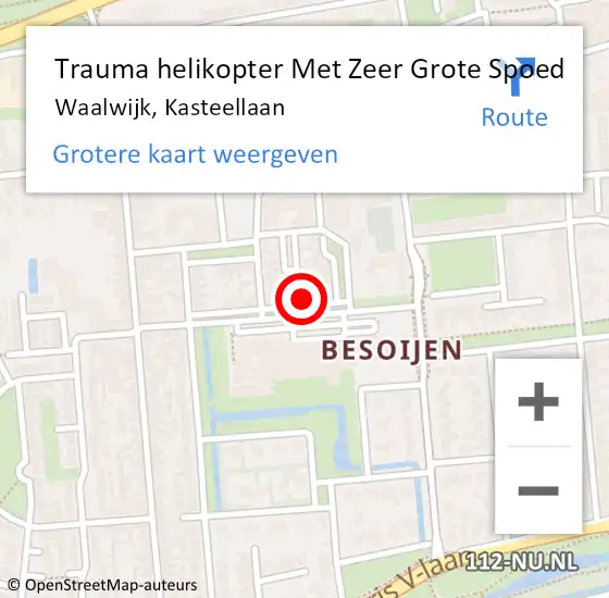 Locatie op kaart van de 112 melding: Trauma helikopter Met Zeer Grote Spoed Naar Waalwijk, Kasteellaan op 7 januari 2025 13:47