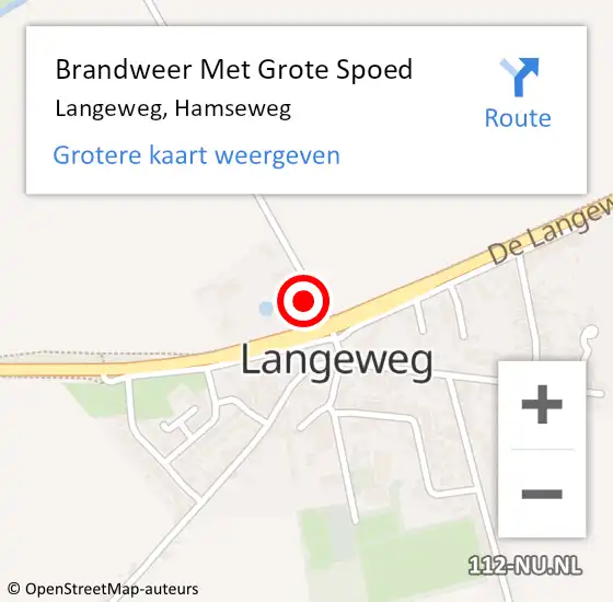 Locatie op kaart van de 112 melding: Brandweer Met Grote Spoed Naar Langeweg, Hamseweg op 7 januari 2025 14:14