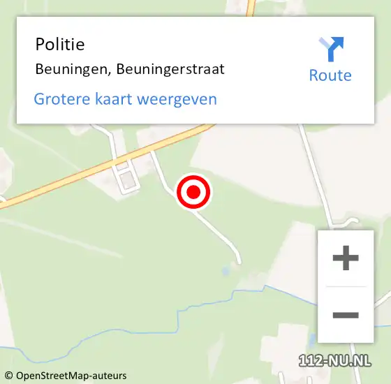 Locatie op kaart van de 112 melding: Politie Beuningen, Beuningerstraat op 7 januari 2025 14:35