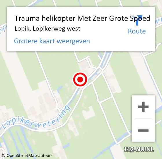 Locatie op kaart van de 112 melding: Trauma helikopter Met Zeer Grote Spoed Naar Lopik, Lopikerweg west op 7 januari 2025 15:26