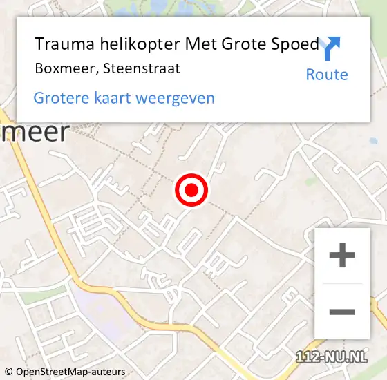 Locatie op kaart van de 112 melding: Trauma helikopter Met Grote Spoed Naar Boxmeer, Steenstraat op 7 januari 2025 15:33