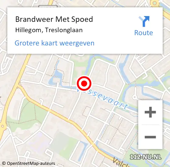 Locatie op kaart van de 112 melding: Brandweer Met Spoed Naar Hillegom, Treslonglaan op 2 november 2014 07:11