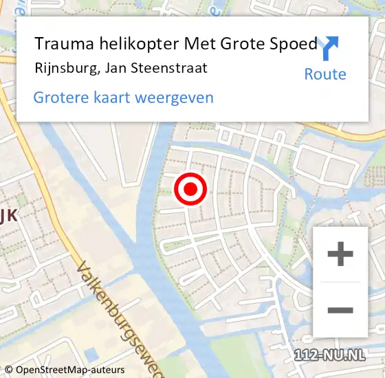 Locatie op kaart van de 112 melding: Trauma helikopter Met Grote Spoed Naar Rijnsburg, Jan Steenstraat op 7 januari 2025 16:00