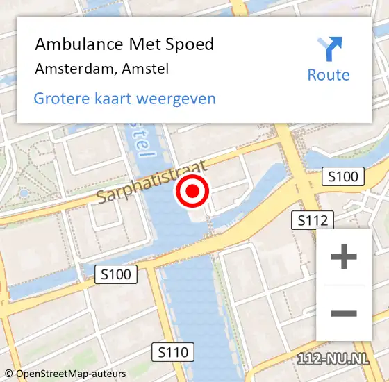 Locatie op kaart van de 112 melding: Ambulance Met Spoed Naar Amsterdam, Amstel op 7 januari 2025 17:47