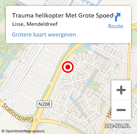 Locatie op kaart van de 112 melding: Trauma helikopter Met Grote Spoed Naar Lisse, Mendeldreef op 7 januari 2025 18:34