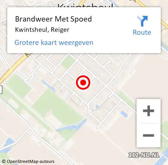 Locatie op kaart van de 112 melding: Brandweer Met Spoed Naar Kwintsheul, Reiger op 7 januari 2025 18:36