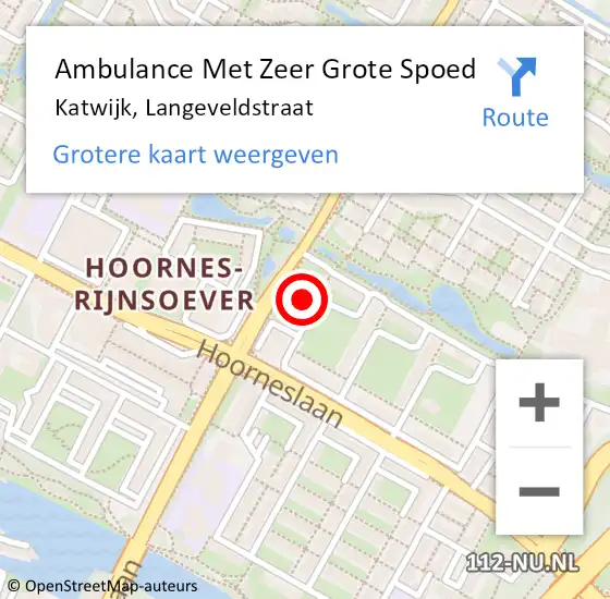 Locatie op kaart van de 112 melding: Ambulance Met Zeer Grote Spoed Naar Katwijk, Langeveldstraat op 7 januari 2025 19:22