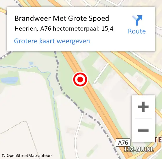 Locatie op kaart van de 112 melding: Brandweer Met Grote Spoed Naar Heerlen, A76 hectometerpaal: 15,4 op 7 januari 2025 19:28