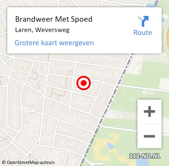 Locatie op kaart van de 112 melding: Brandweer Met Spoed Naar Laren, Weversweg op 7 januari 2025 19:37