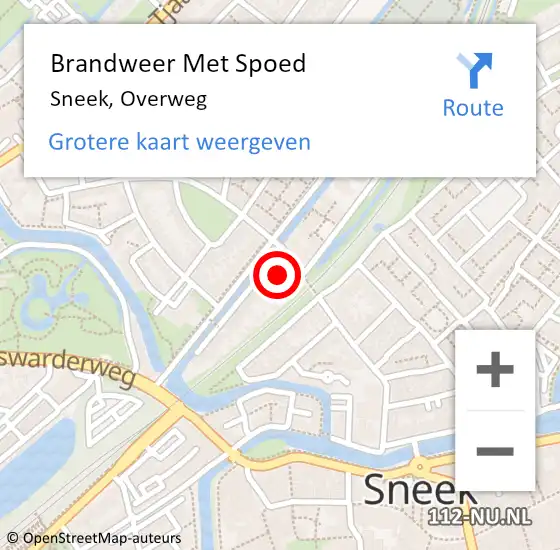 Locatie op kaart van de 112 melding: Brandweer Met Spoed Naar Sneek, Overweg op 7 januari 2025 21:03