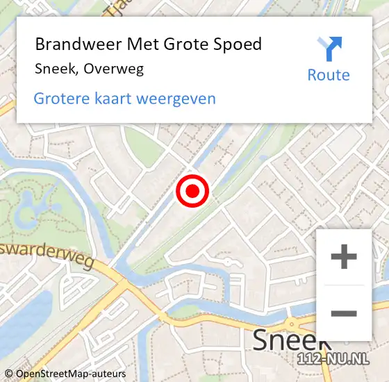 Locatie op kaart van de 112 melding: Brandweer Met Grote Spoed Naar Sneek, Overweg op 7 januari 2025 21:20