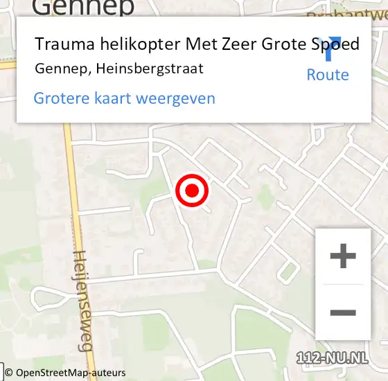 Locatie op kaart van de 112 melding: Trauma helikopter Met Zeer Grote Spoed Naar Gennep, Heinsbergstraat op 7 januari 2025 22:10