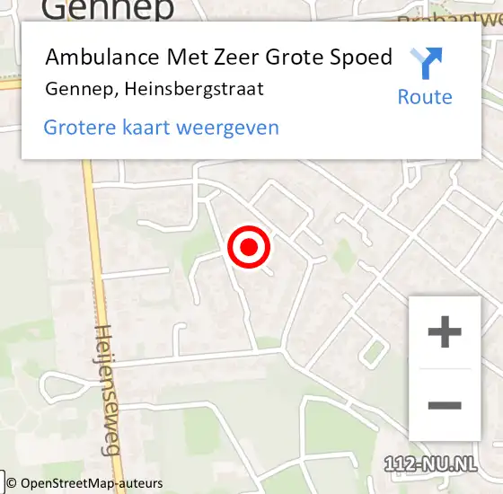 Locatie op kaart van de 112 melding: Ambulance Met Zeer Grote Spoed Naar Gennep, Heinsbergstraat op 7 januari 2025 22:14