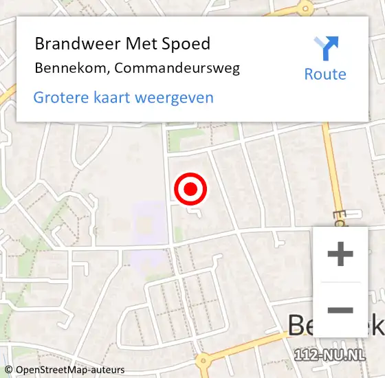 Locatie op kaart van de 112 melding: Brandweer Met Spoed Naar Bennekom, Commandeursweg op 7 januari 2025 22:22