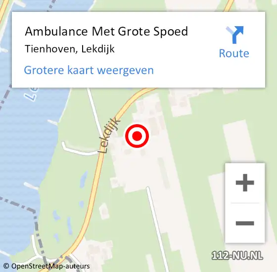 Locatie op kaart van de 112 melding: Ambulance Met Grote Spoed Naar Tienhoven, Lekdijk op 7 januari 2025 22:31