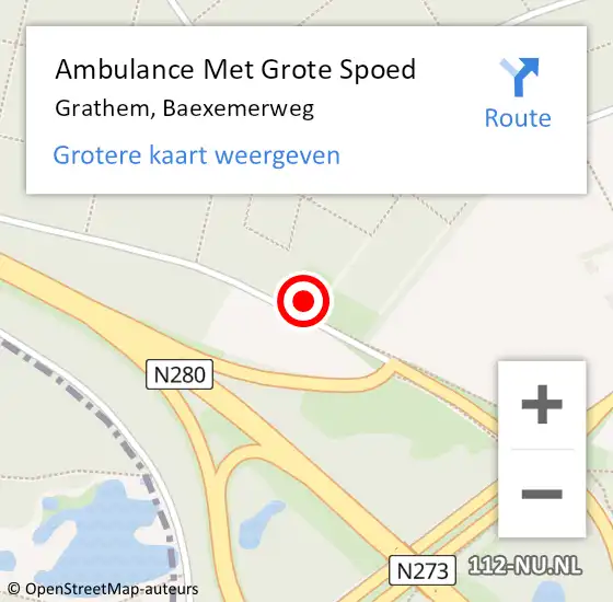 Locatie op kaart van de 112 melding: Ambulance Met Grote Spoed Naar Grathem, Baexemerweg op 7 januari 2025 23:06