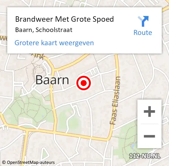 Locatie op kaart van de 112 melding: Brandweer Met Grote Spoed Naar Baarn, Schoolstraat op 7 januari 2025 23:22