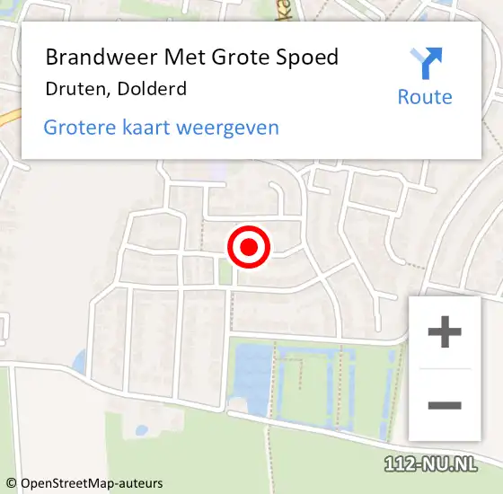 Locatie op kaart van de 112 melding: Brandweer Met Grote Spoed Naar Druten, Dolderd op 8 januari 2025 03:37