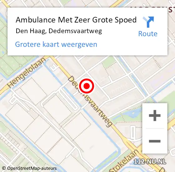 Locatie op kaart van de 112 melding: Ambulance Met Zeer Grote Spoed Naar Den Haag, Dedemsvaartweg op 8 januari 2025 05:45