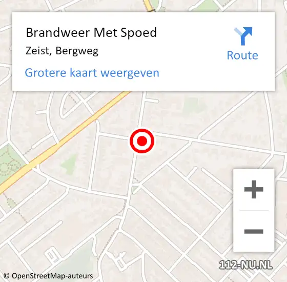 Locatie op kaart van de 112 melding: Brandweer Met Spoed Naar Zeist, Bergweg op 8 januari 2025 06:44