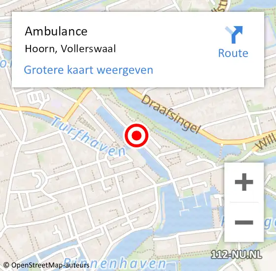 Locatie op kaart van de 112 melding: Ambulance Hoorn, Vollerswaal op 8 januari 2025 07:51