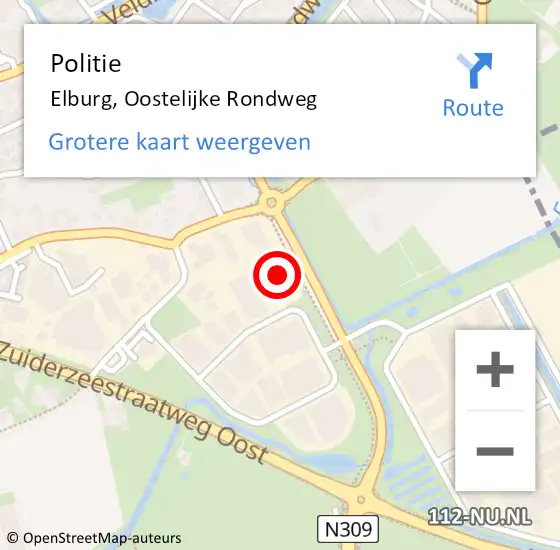 Locatie op kaart van de 112 melding: Politie Elburg, Oostelijke Rondweg op 8 januari 2025 08:23