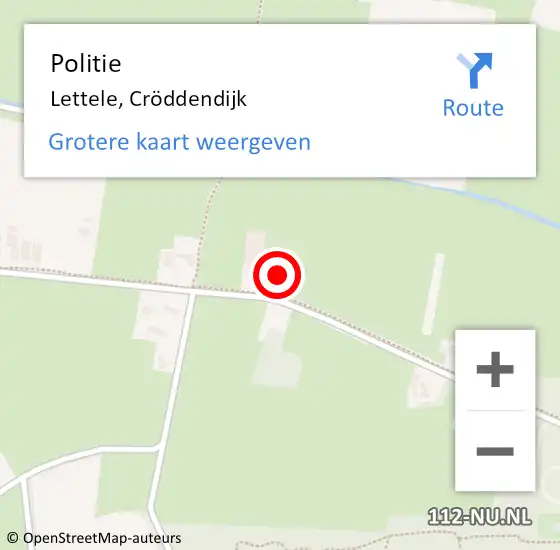 Locatie op kaart van de 112 melding: Politie Lettele, Cröddendijk op 8 januari 2025 08:26