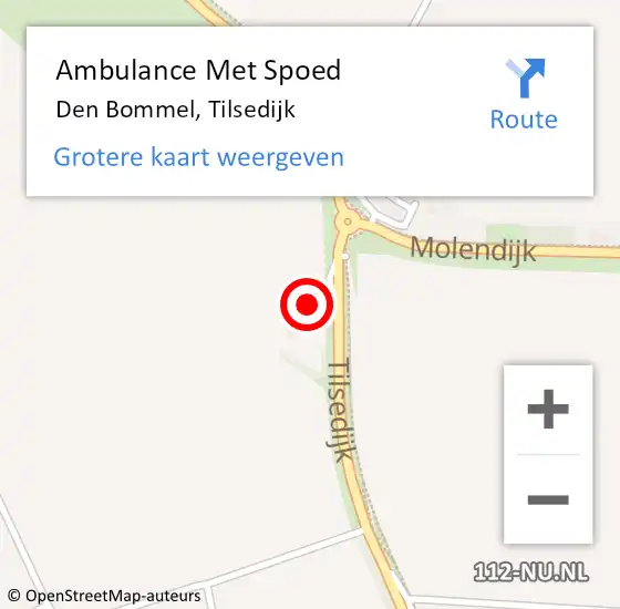 Locatie op kaart van de 112 melding: Ambulance Met Spoed Naar Den Bommel, Tilsedijk op 8 januari 2025 08:29