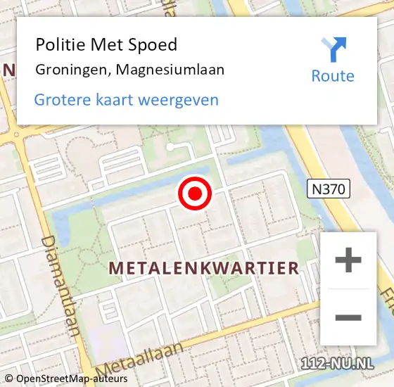 Locatie op kaart van de 112 melding: Politie Met Spoed Naar Groningen, Magnesiumlaan op 8 januari 2025 08:51