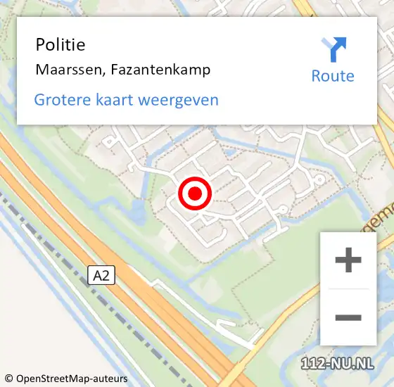 Locatie op kaart van de 112 melding: Politie Maarssen, Fazantenkamp op 8 januari 2025 09:00