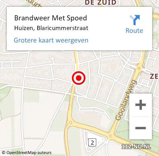 Locatie op kaart van de 112 melding: Brandweer Met Spoed Naar Huizen, Blaricummerstraat op 8 januari 2025 09:01