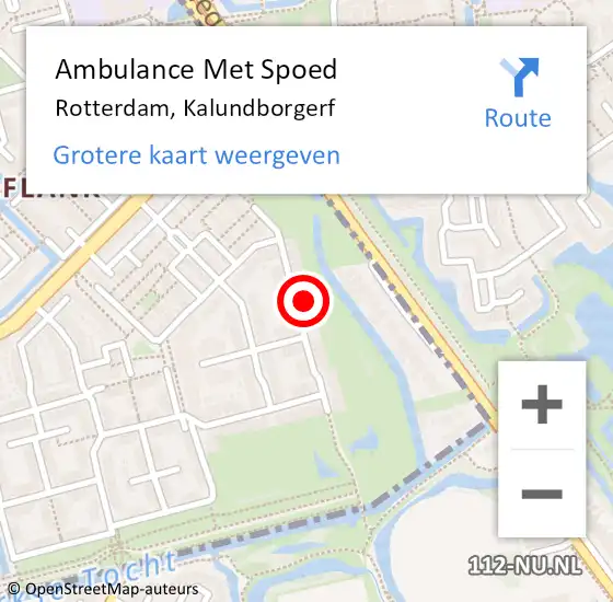 Locatie op kaart van de 112 melding: Ambulance Met Spoed Naar Rotterdam, Kalundborgerf op 8 januari 2025 09:04