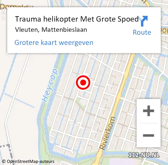 Locatie op kaart van de 112 melding: Trauma helikopter Met Grote Spoed Naar Vleuten, Mattenbieslaan op 8 januari 2025 09:04