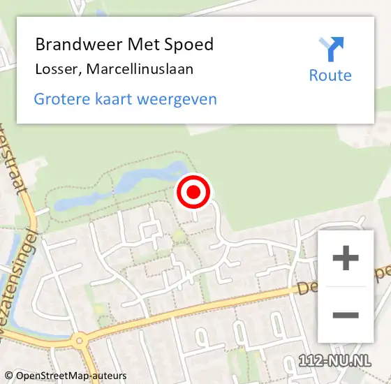 Locatie op kaart van de 112 melding: Brandweer Met Spoed Naar Losser, Marcellinuslaan op 8 januari 2025 09:20