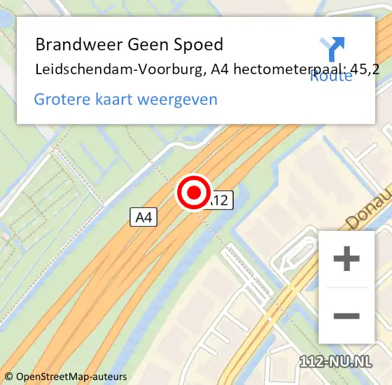 Locatie op kaart van de 112 melding: Brandweer Geen Spoed Naar Leidschendam-Voorburg, A4 hectometerpaal: 45,2 op 8 januari 2025 09:32