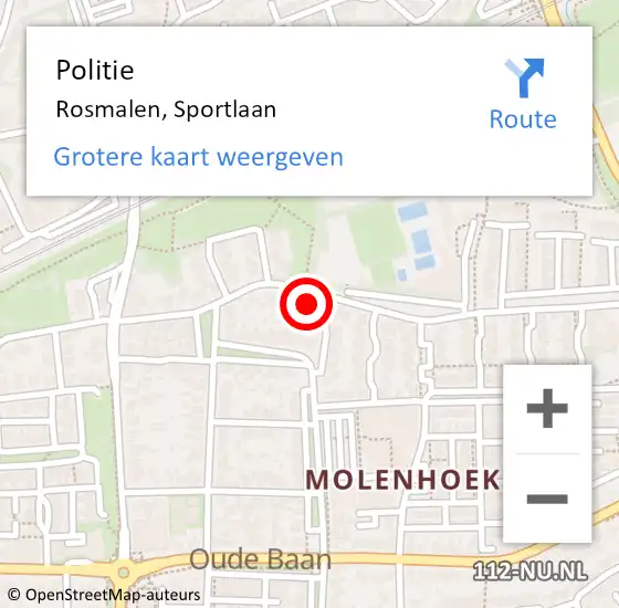 Locatie op kaart van de 112 melding: Politie Rosmalen, Sportlaan op 8 januari 2025 09:32