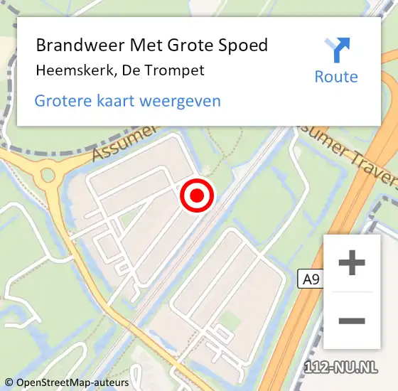 Locatie op kaart van de 112 melding: Brandweer Met Grote Spoed Naar Heemskerk, De Trompet op 8 januari 2025 09:33