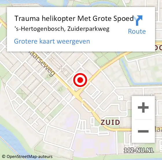 Locatie op kaart van de 112 melding: Trauma helikopter Met Grote Spoed Naar 's-Hertogenbosch, Zuiderparkweg op 8 januari 2025 09:44