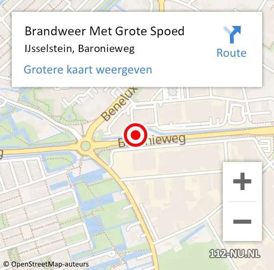 Locatie op kaart van de 112 melding: Brandweer Met Grote Spoed Naar IJsselstein, Baronieweg op 8 januari 2025 10:16