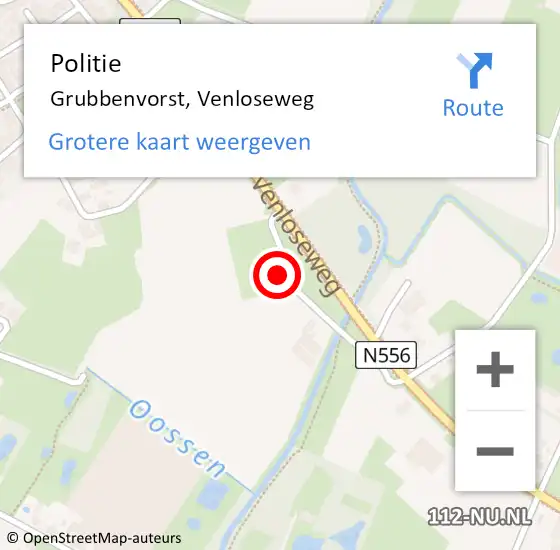 Locatie op kaart van de 112 melding: Politie Grubbenvorst, Venloseweg op 8 januari 2025 10:23