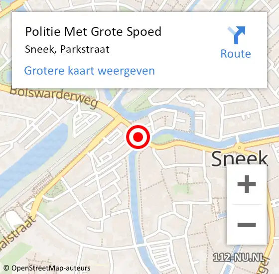 Locatie op kaart van de 112 melding: Politie Met Grote Spoed Naar Sneek, Parkstraat op 8 januari 2025 10:24