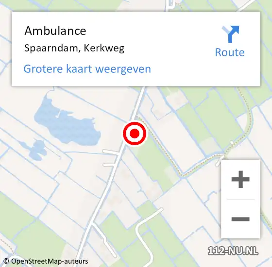 Locatie op kaart van de 112 melding: Ambulance Spaarndam, Kerkweg op 8 januari 2025 10:35