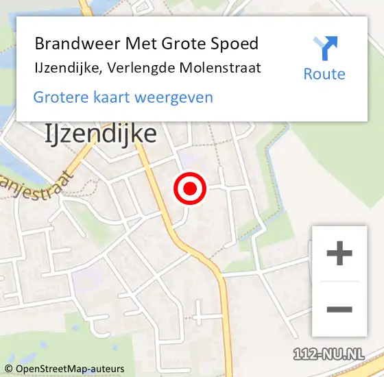 Locatie op kaart van de 112 melding: Brandweer Met Grote Spoed Naar IJzendijke, Verlengde Molenstraat op 8 januari 2025 11:05