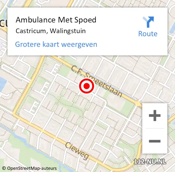 Locatie op kaart van de 112 melding: Ambulance Met Spoed Naar Castricum, Walingstuin op 8 januari 2025 12:35